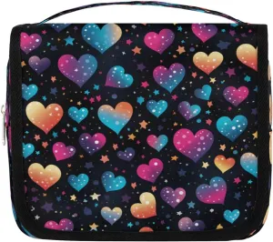 Hanging Travel Toiletry Bag Heart Printing Toiletry Bags with Hanging Hook Portable Cosmetic Bag Makeup Organizer for Travel Business Trip