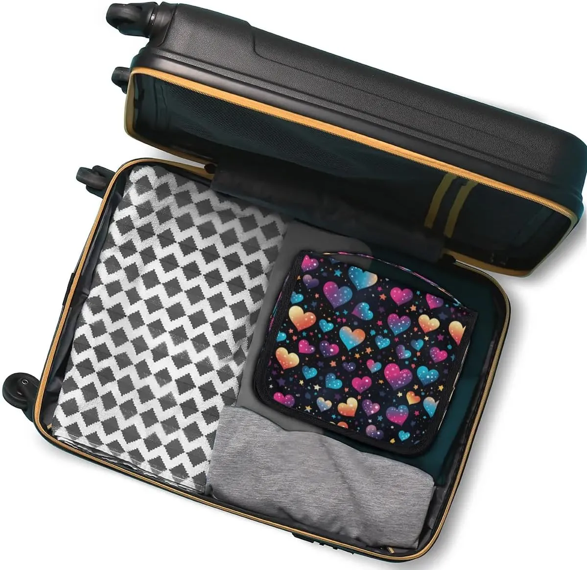 Hanging Travel Toiletry Bag Heart Printing Toiletry Bags with Hanging Hook Portable Cosmetic Bag Makeup Organizer for Travel Business Trip