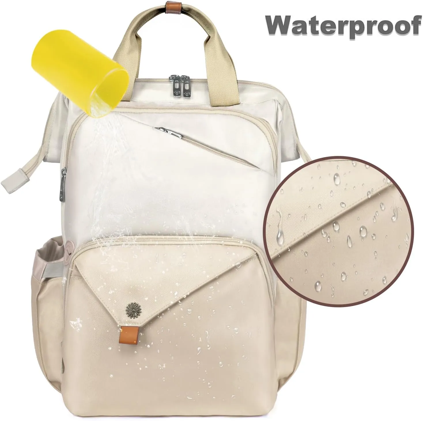 Hap Tim Laptop Backpack, Travel Backpack for Women,Work Backpack, Nurse Backpack, Teacher Backpack, Carry on Backpack, Khaki (7651-KK)