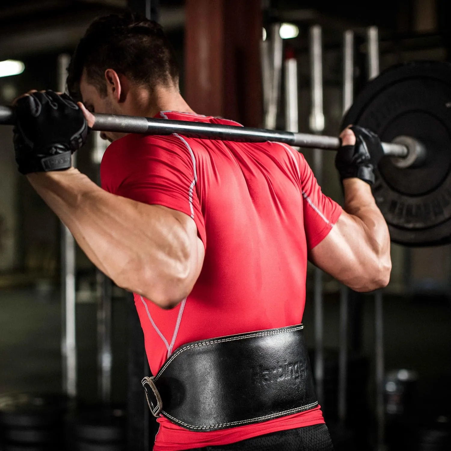 Harbinger Padded Leather Contoured Weightlifting Belt - 4" or 6” Width - Interior Suede Lining & Foam Cushioning - Heavy-Duty Dual Prong Steel Roller Buckle - for Lifting Support