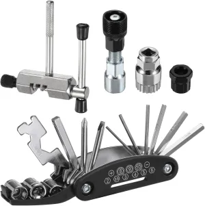 HARFINGTON Bike Repair Tool Kits, 16 in 1 Multitool, Chain Cutter, Bottom Bracket Remover, Crank Puller and Freewheel Remover for Bicycle Mountain Bike and Road Bike