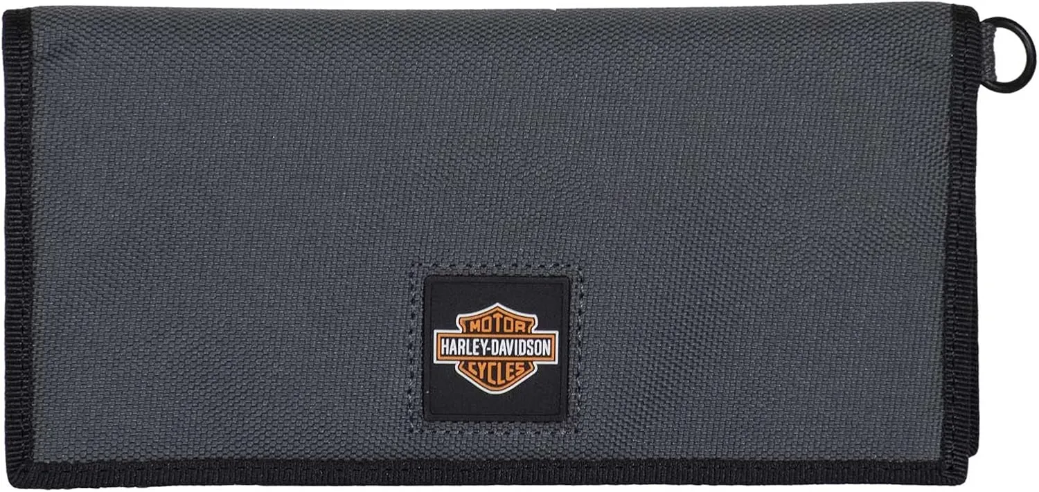 Harley-Davidson Men's Full Speed Bi-Fold Trucker Polyester RFID Wallet - Gray