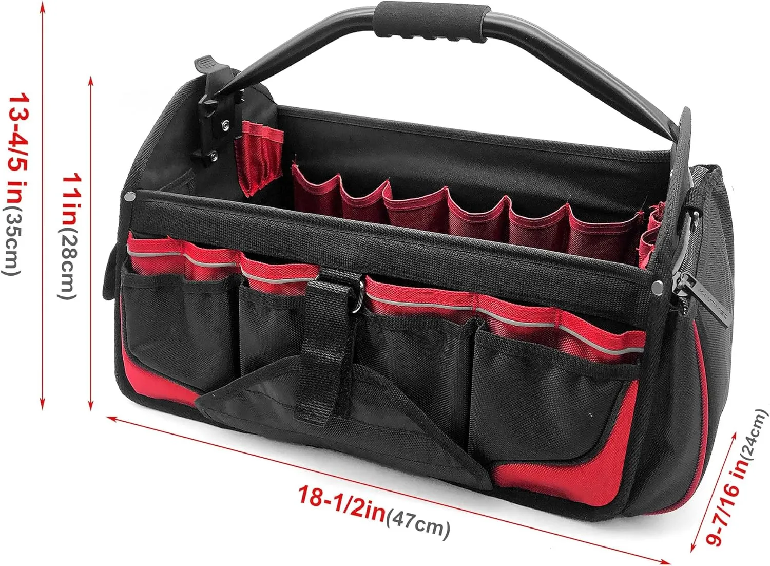 HAUTMEC 18.5 Inch Tool Bag, 1680D Heavy Duty Tool Tote, 39-Pockets Pro Electrician Tool Bag with Rotating Handle and Adjustable Shoulder Strap, Water-Resistant and Wear-Resistant, HT0178-TB