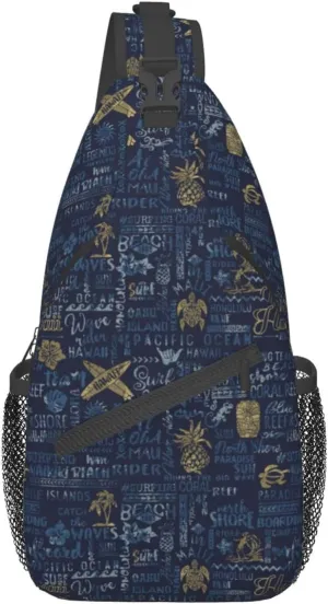 Hawaii Sling Bag Beach Crossbody Chest Daypack Casual Backpack Hawaiian Tribe Shoulder Bag For Travel Picnic
