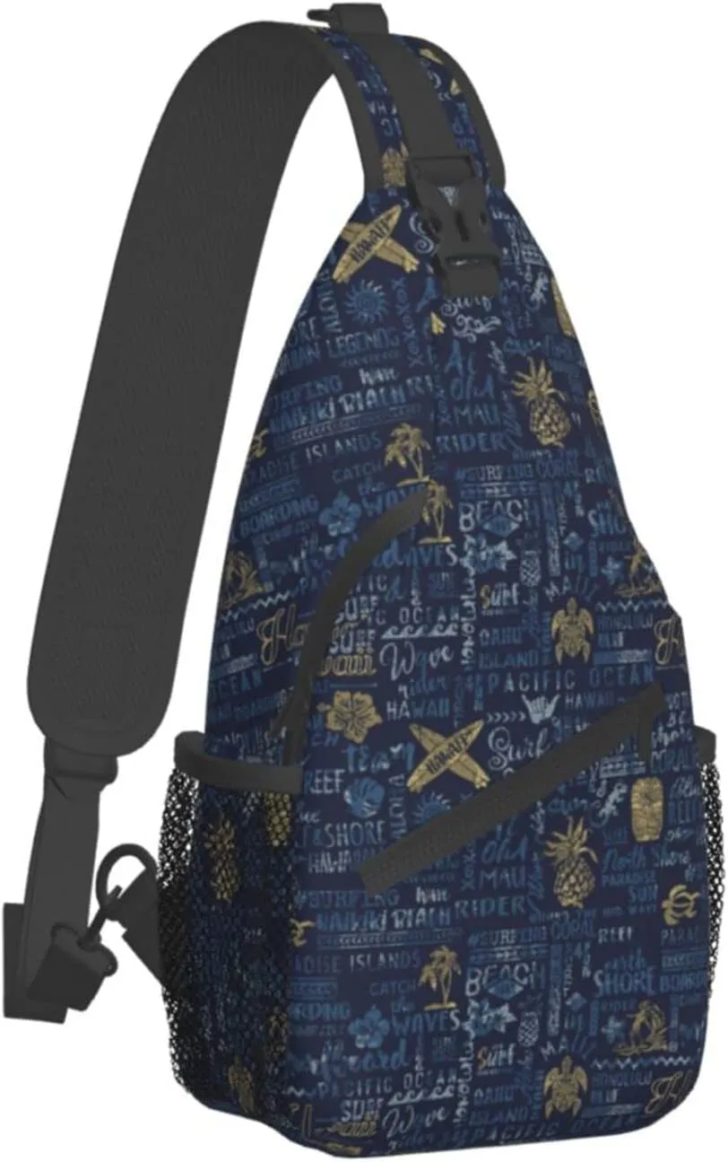 Hawaii Sling Bag Beach Crossbody Chest Daypack Casual Backpack Hawaiian Tribe Shoulder Bag For Travel Picnic
