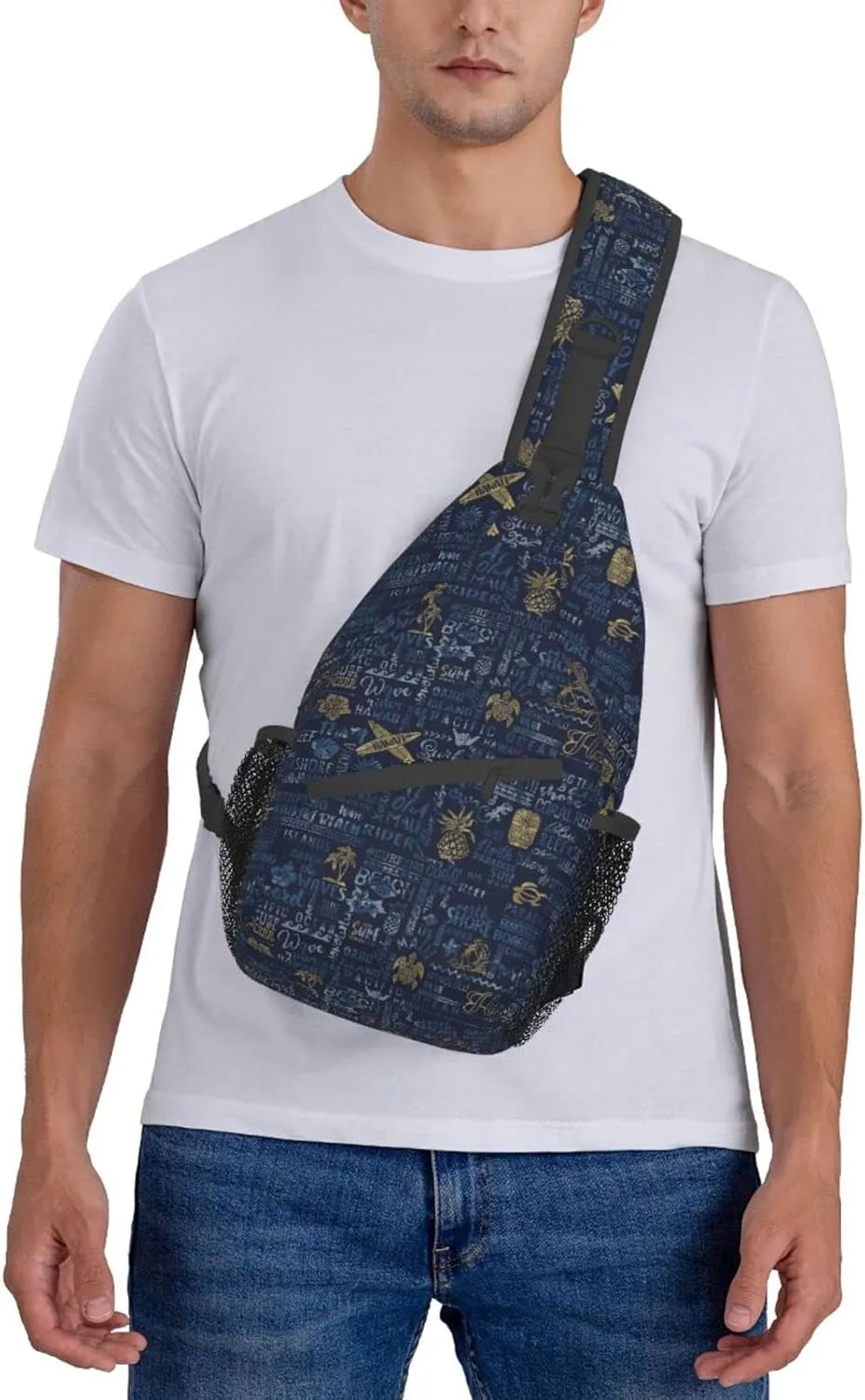Hawaii Sling Bag Beach Crossbody Chest Daypack Casual Backpack Hawaiian Tribe Shoulder Bag For Travel Picnic