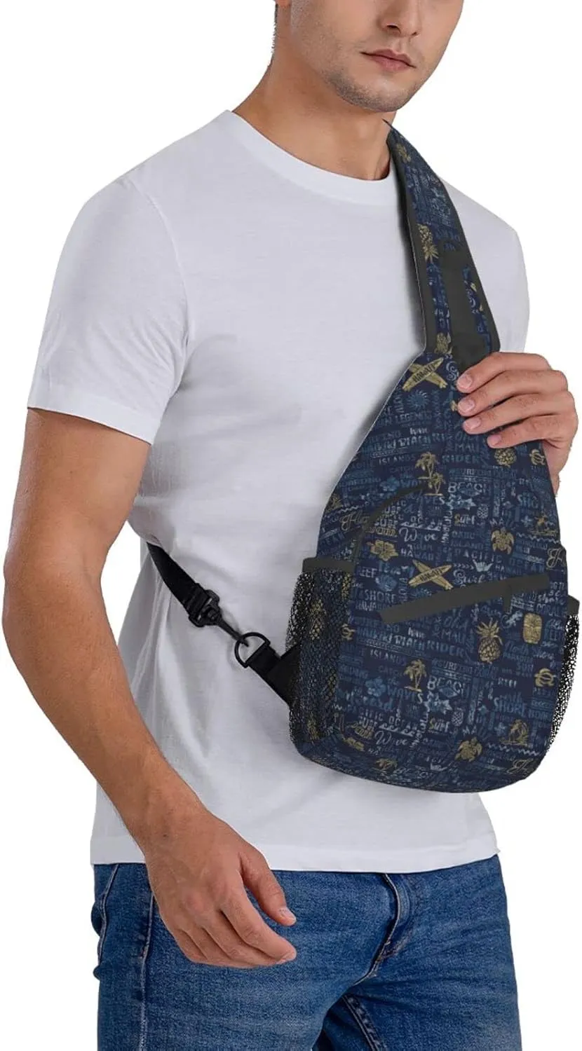 Hawaii Sling Bag Beach Crossbody Chest Daypack Casual Backpack Hawaiian Tribe Shoulder Bag For Travel Picnic