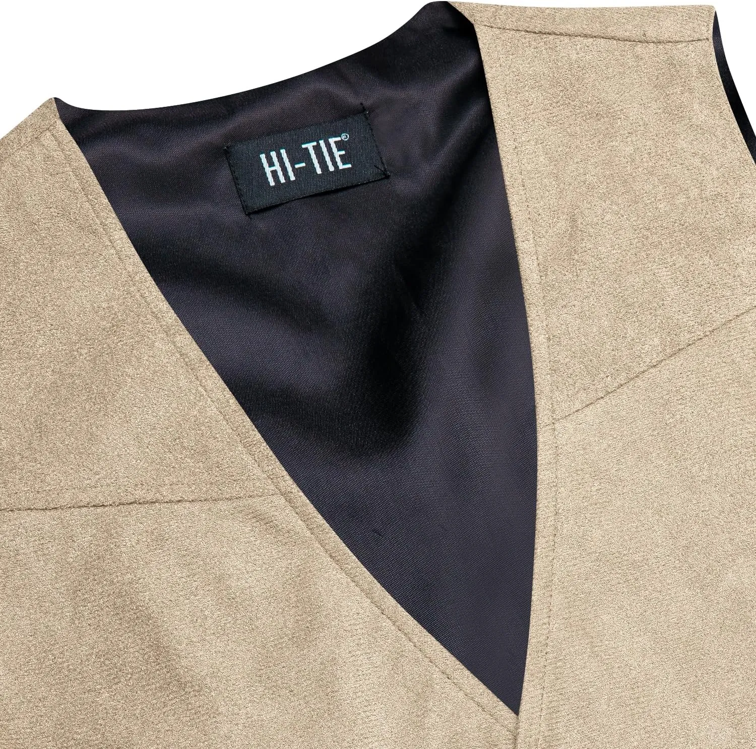 Hi-Tie Men's Suede Leather Vest Western Cowboy Vest Slim Fit Sleeveless V Neck Waistcoat Casual
