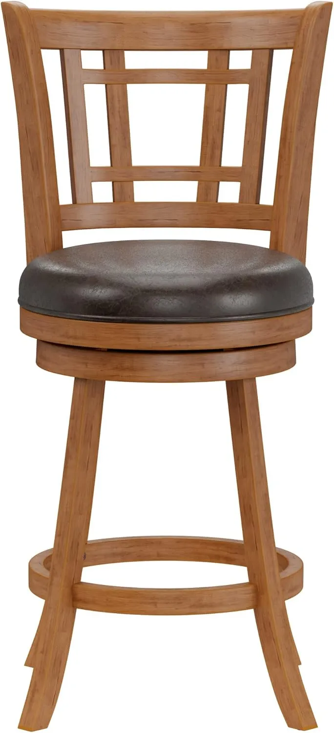 Hillsdale Fairfox Swivel Stool with Rectangular Lattice Back, Counter Height, Oak