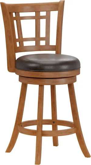 Hillsdale Fairfox Swivel Stool with Rectangular Lattice Back, Counter Height, Oak