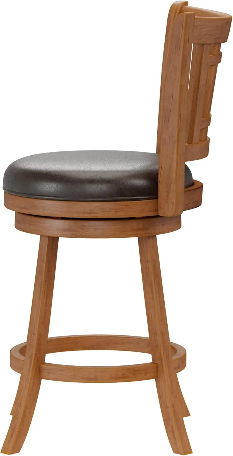 Hillsdale Fairfox Swivel Stool with Rectangular Lattice Back, Counter Height, Oak
