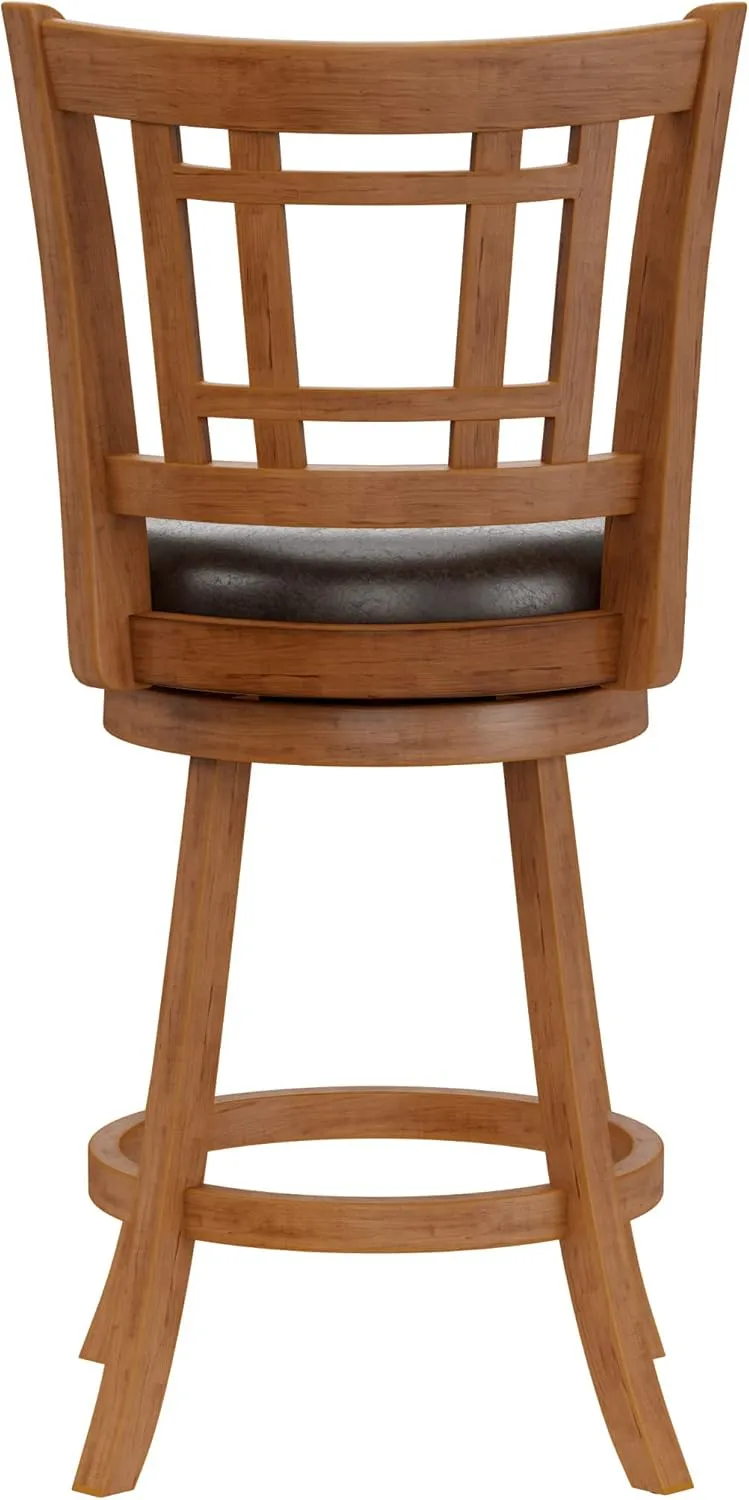 Hillsdale Fairfox Swivel Stool with Rectangular Lattice Back, Counter Height, Oak