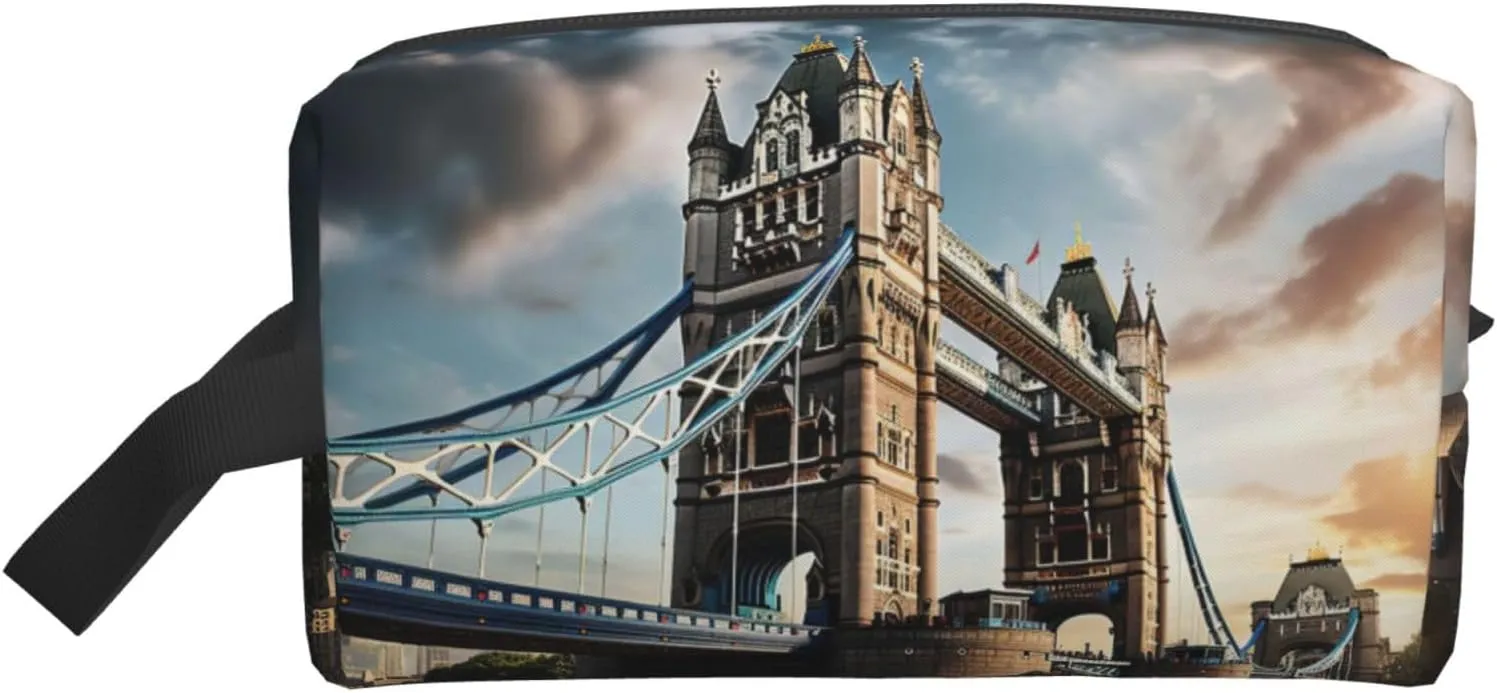 Historic London Bridge print Travel Toiletry Bag for Men,Shaving Kit with Large Capacity for Travel Accessories