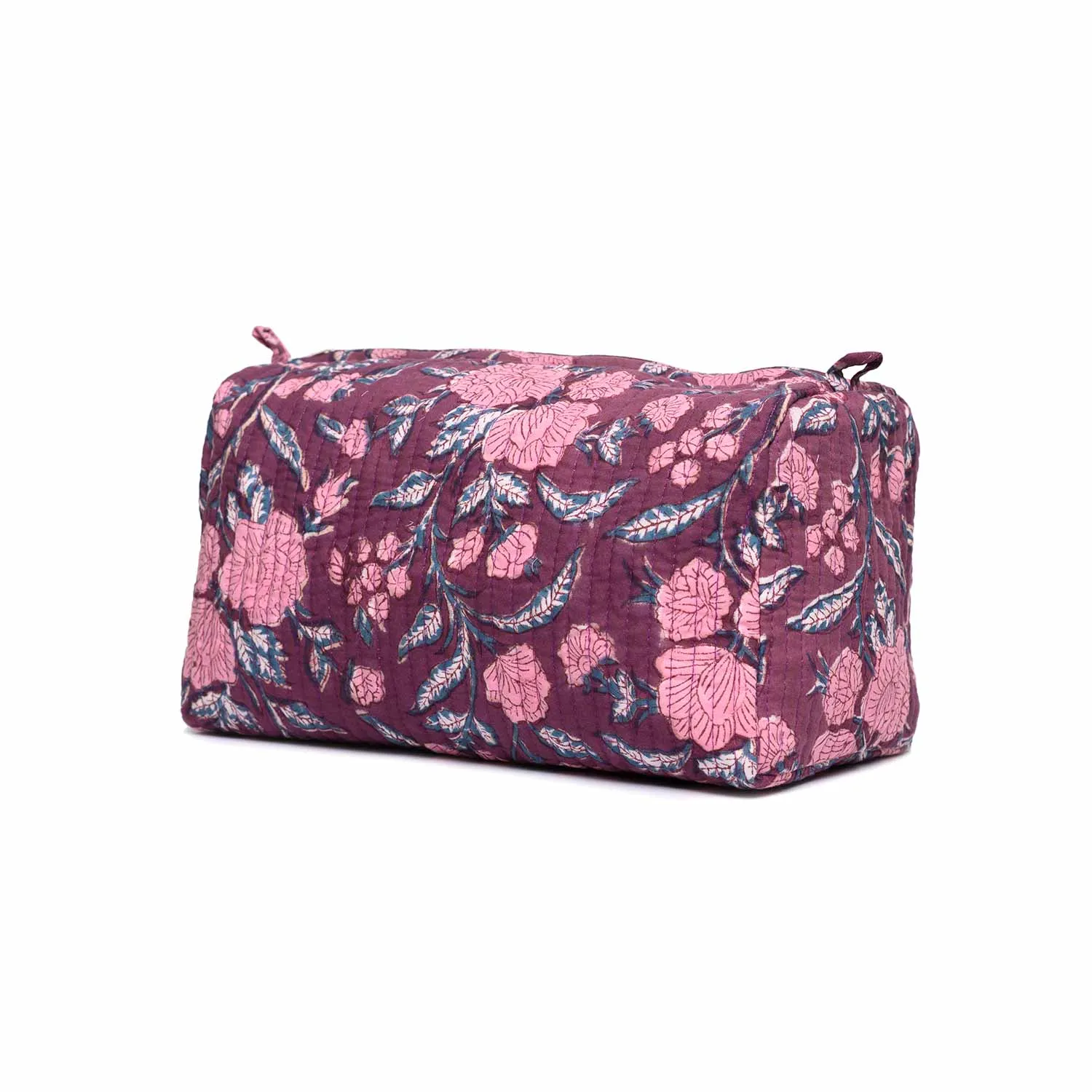 HOLLYHOCK MAROON PRINTED QUILTED TOILETRY POUCH