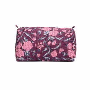 HOLLYHOCK MAROON PRINTED QUILTED TOILETRY POUCH