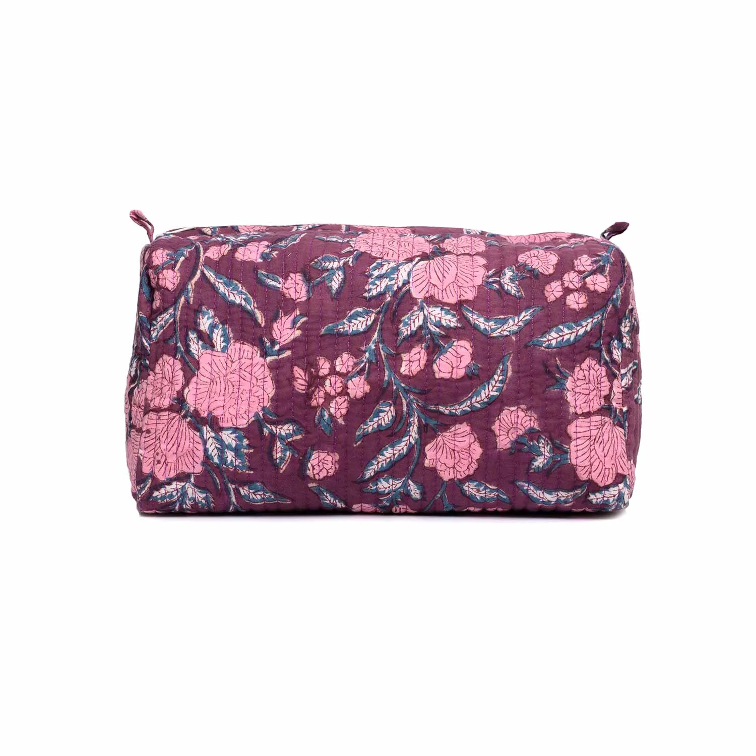 HOLLYHOCK MAROON PRINTED QUILTED TOILETRY POUCH