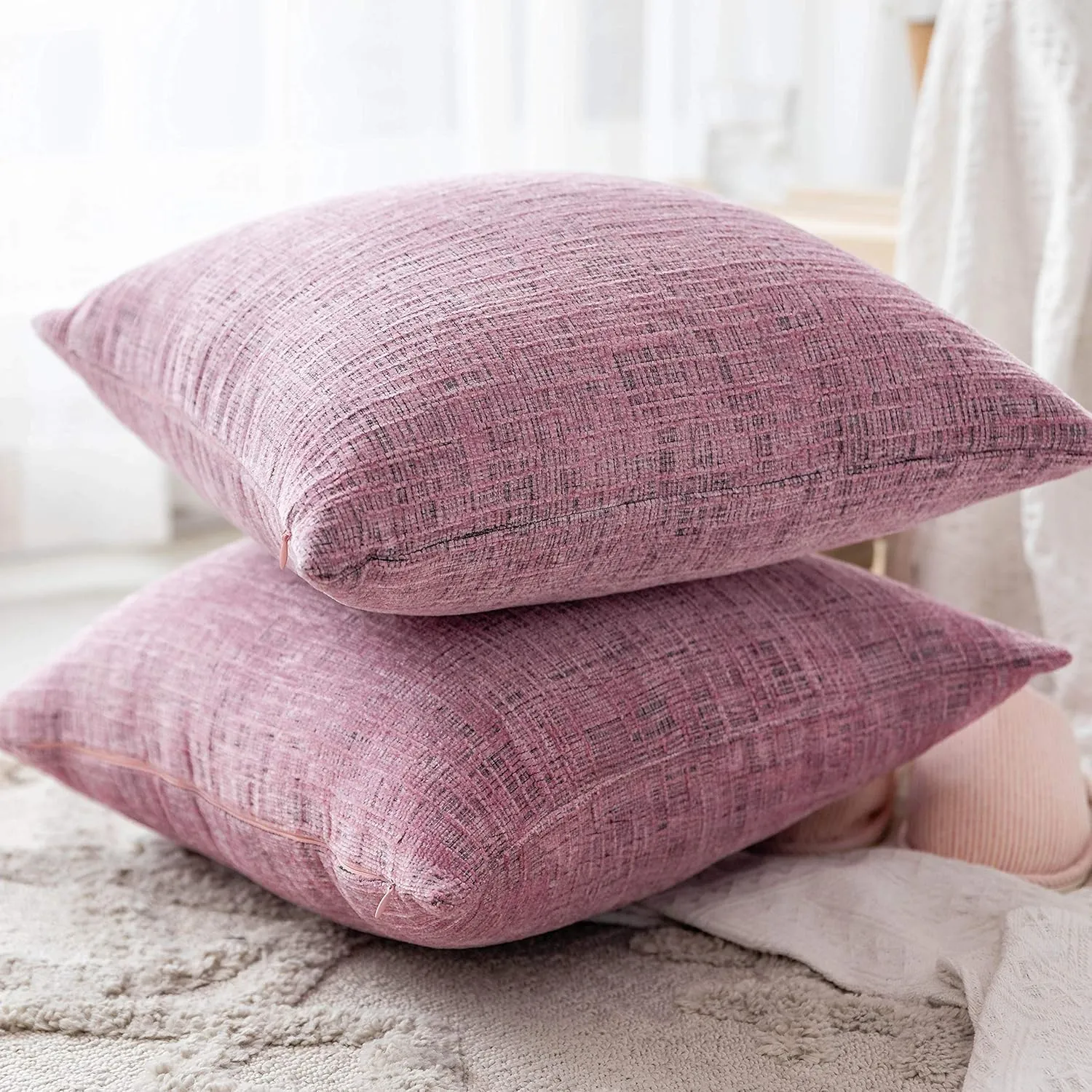 Home Brilliant Pink Throw Pillow Covers Super Soft Decorative Pillow Cases for Festival Party Cushion Cases for Women Kids, 20 x 20 inch, Pack of 2