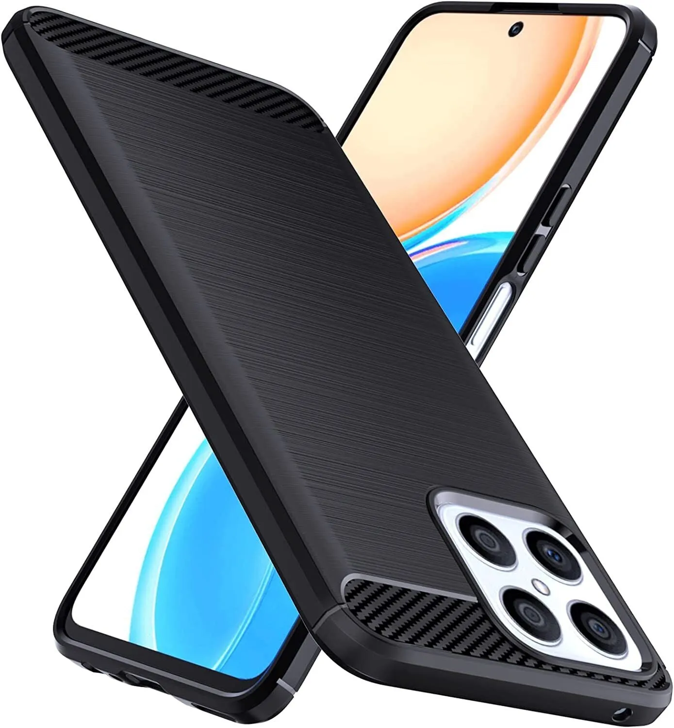 Honor X8 4G / 5G Case Carbon Gel Slim Shockproof & Glass Screen Protector