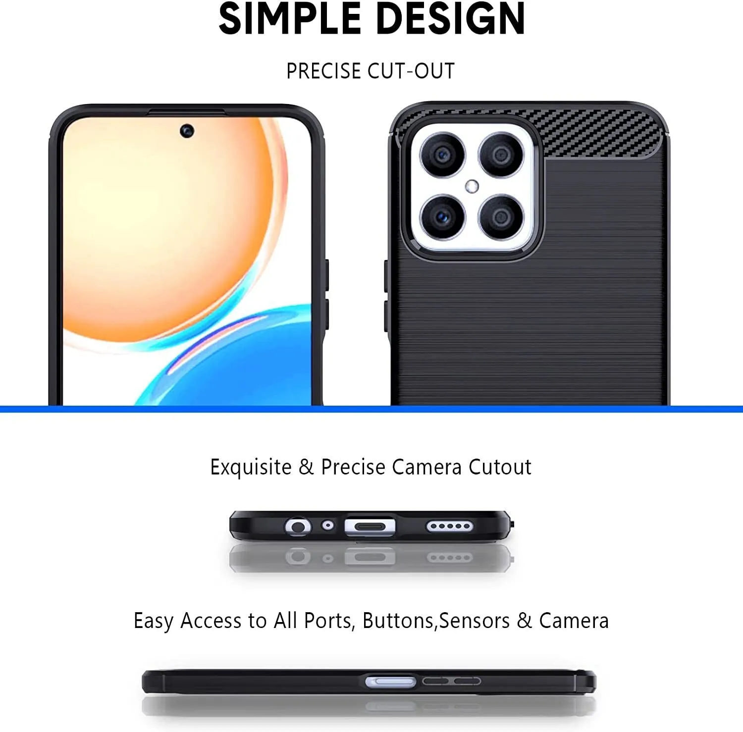 Honor X8 4G / 5G Case Carbon Gel Slim Shockproof & Glass Screen Protector