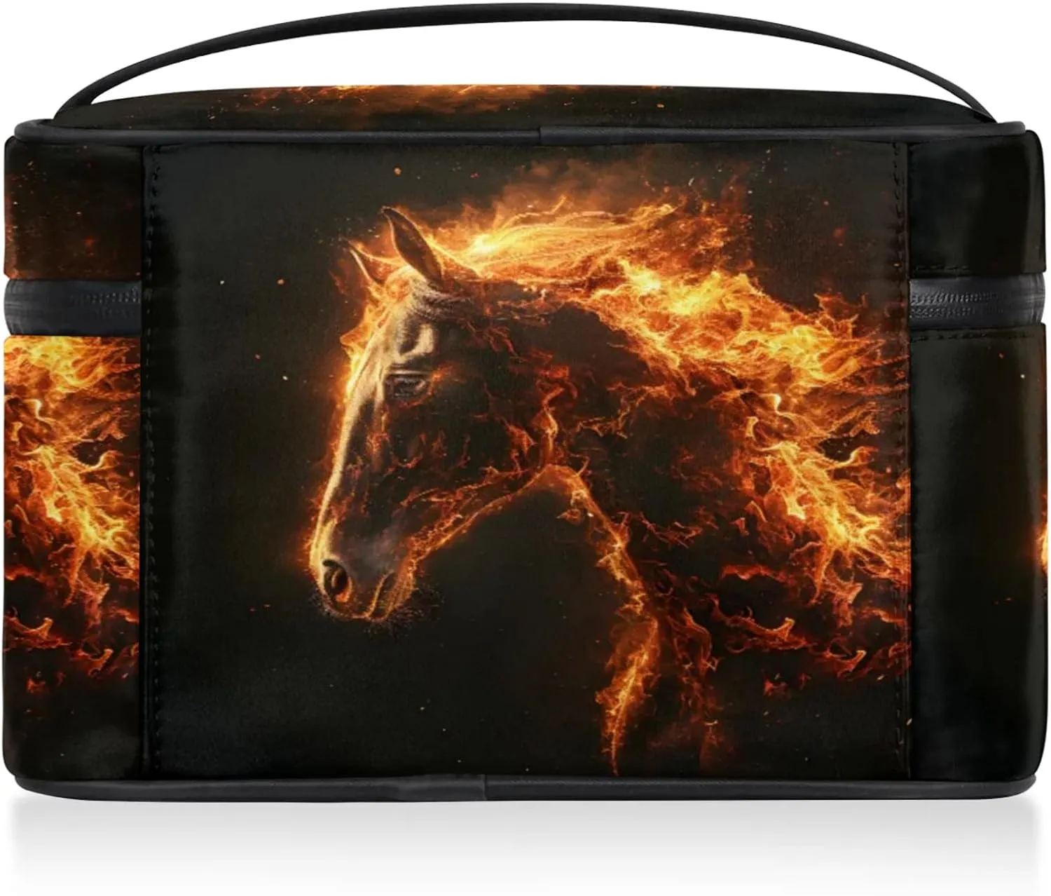 Horse Travel Toiletry Bag Large Capacity Makeup Case Organizer with Handle Cosmetic Case for Women Girls