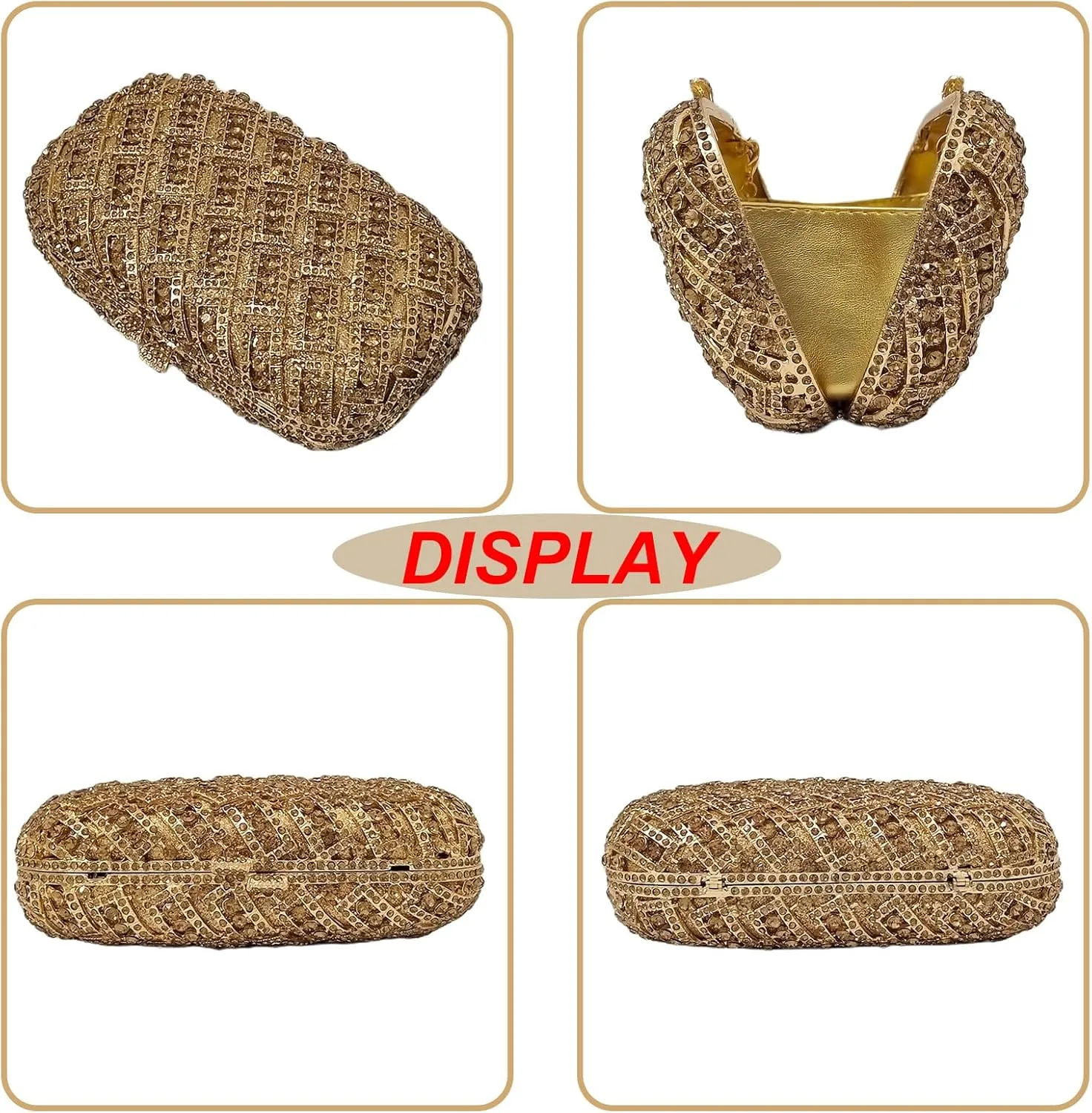 HUANG ZHUANG Sparkly Elegant Crystal Clutch Purse Luxury Rhinestone Evening Bag Prom Party Wedding Handbag