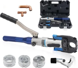 Hydraulic Copper Pipe Press Tool for Viega ProPress Fittings | Includes 1/2", 3/4", & 1" Dies | Ideal for Narrow Spaces & Tee Fittings | Includes 1 Set of Dies (1950)