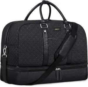 IBFUN Weekender Bags for Women, Large Overnight Bag Canvas Travel Duffel Bag Carry On Tote with Shoe Compartment 21" 3Pcs Set