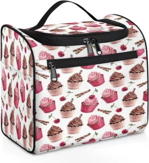 Ice Cream Cherry Hanging Toiletry Bag for Men Women Travel Cosmetic Makeup Organizer Bag Water Resistant Large Portable Wash Case for Accessories, Toiletries, Cosmetics