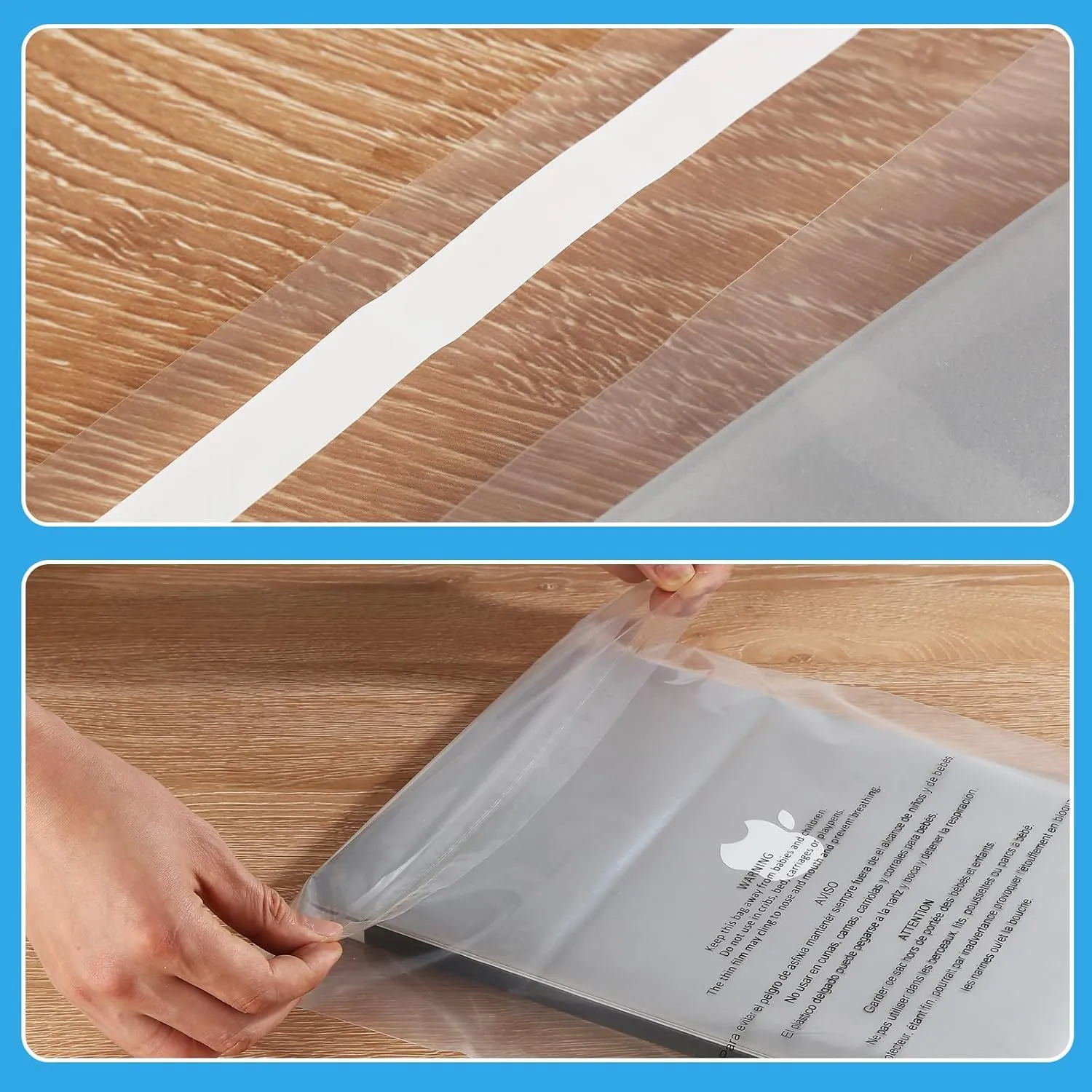 iMailer - 200 Pcs - 10" x 13" Clear Poly Bags for Clothing - Self Seal Suffocation Warning Plastic Poly Bags 1.6 Mil for Shipping, Packaging, T-Shirt - Permanent Adhesive