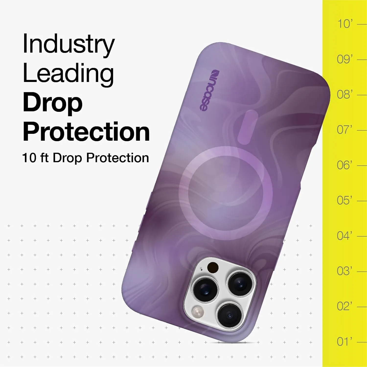 Incase Halo Case for iPhone 16 Hydro Dip MagSafe Compatible Apple iPhone Case 10 Ft Drop Protection, Protective Cover with Lanyard Loop, Sleek Design (Oil Slick Lilac, iPhone 16 pro)