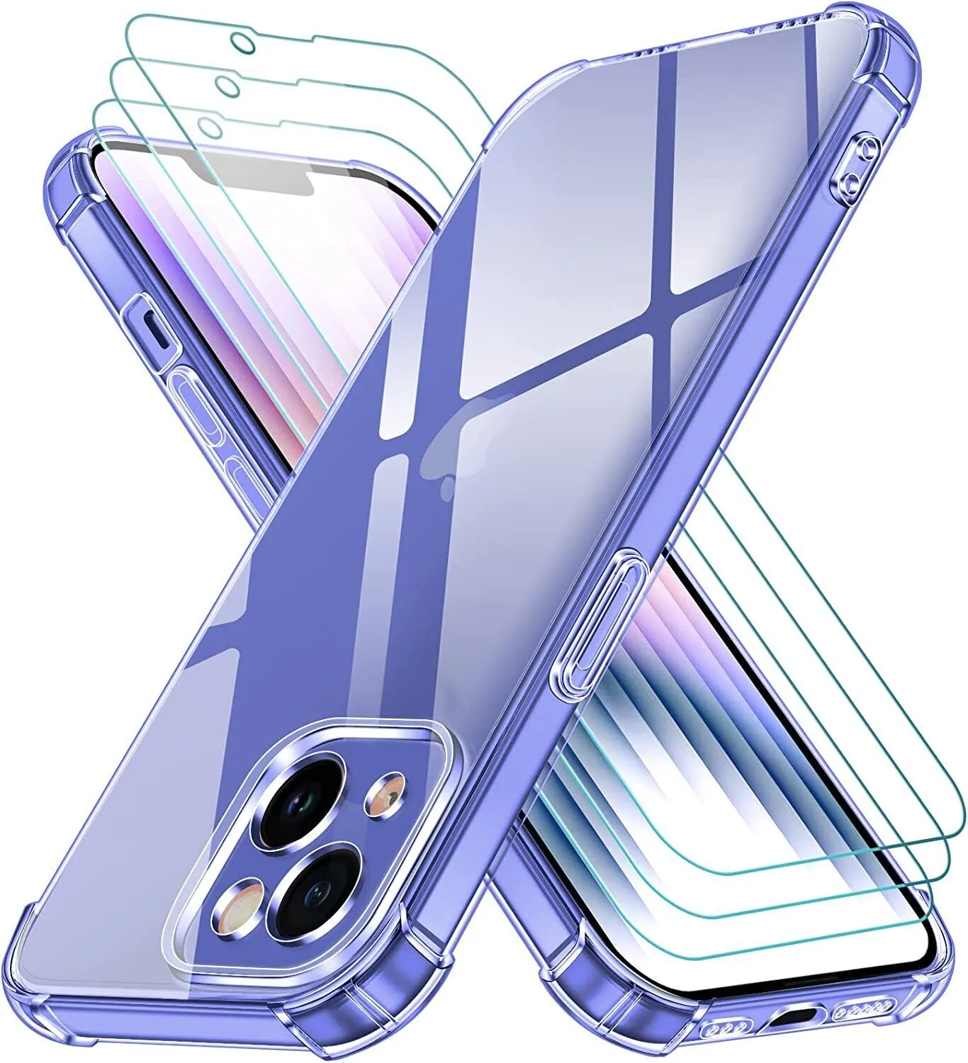 Iphone 14 Case Clear Shockproof Slim  Gel Cover & Glass Screen Protector
