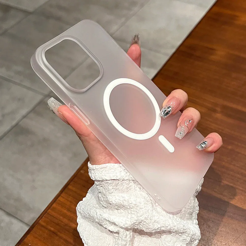 iPhone 16 Plus Super Slim Semi Transparent Matte Finish Smoky Magsafe Case - White