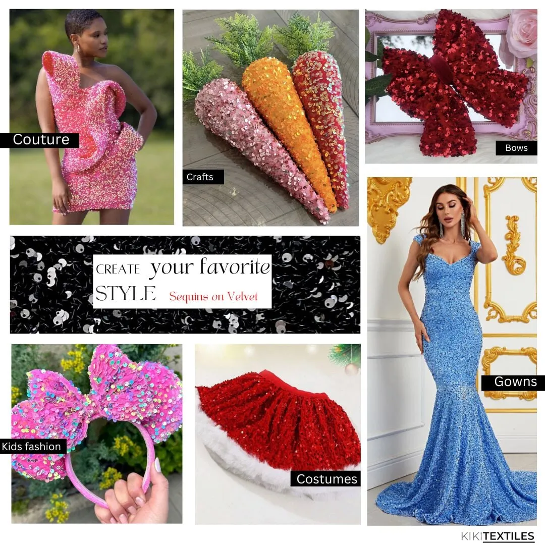 Iridescent Baby Blue Sequin on Velvet