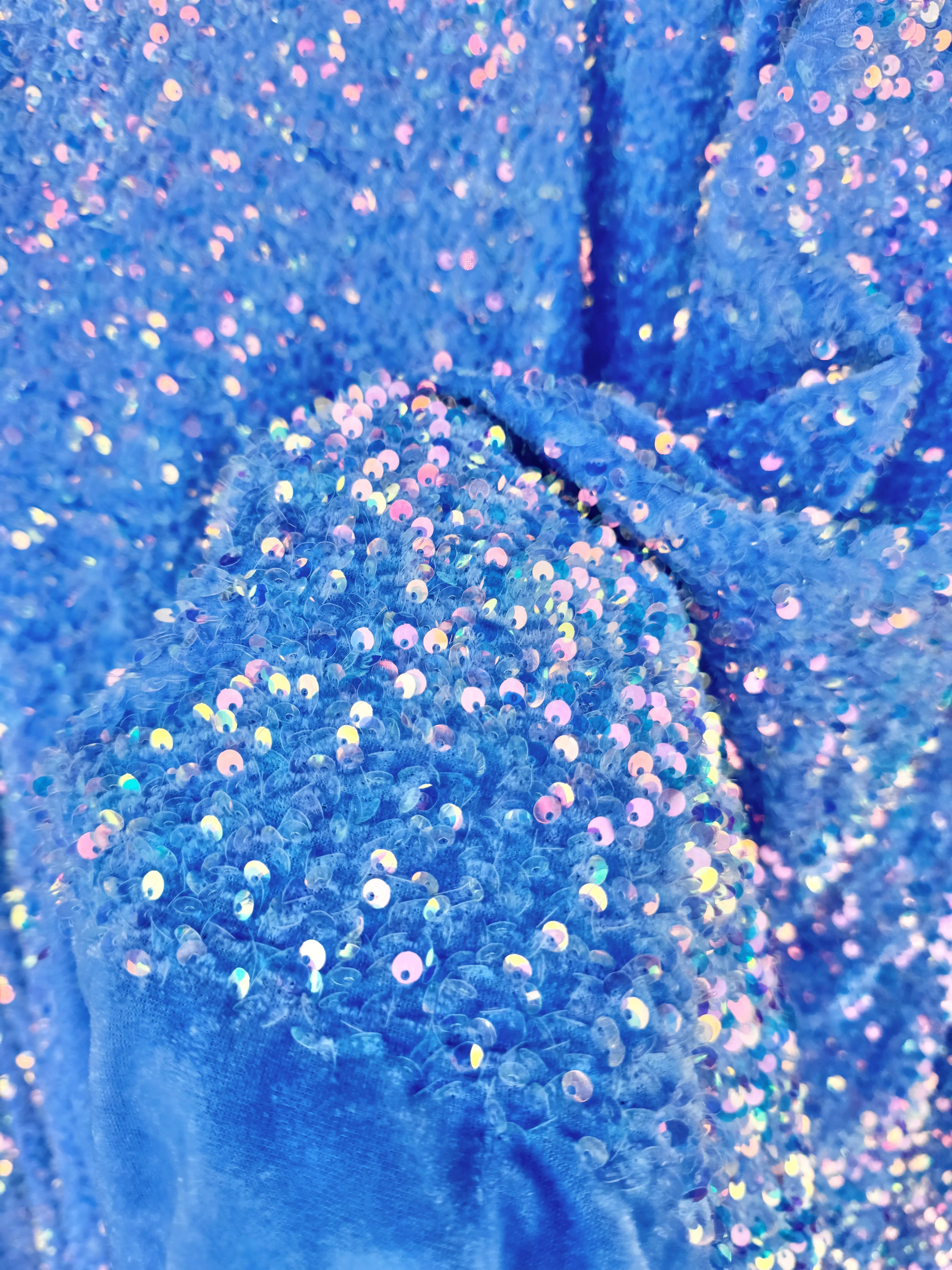 Iridescent Baby Blue Sequin on Velvet