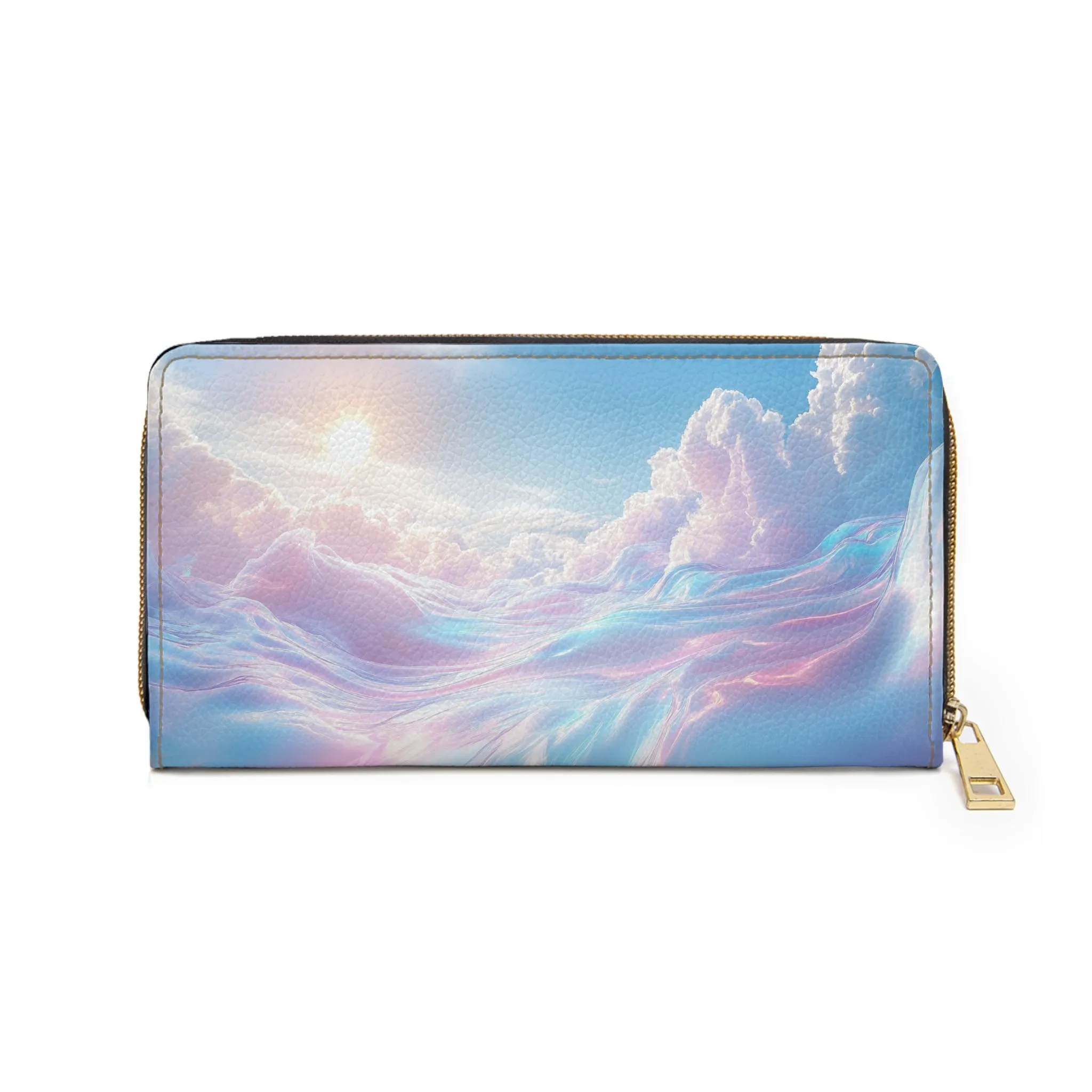 Iridescent Chrome Pearl Sky Clutch Wallet