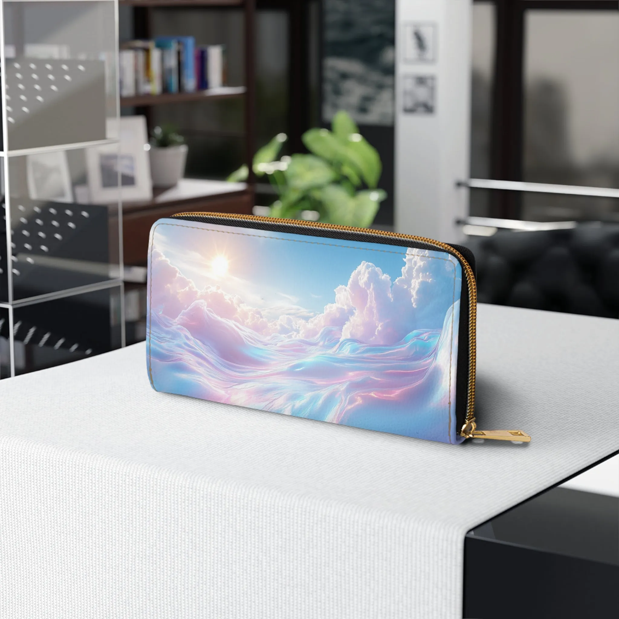 Iridescent Chrome Pearl Sky Clutch Wallet