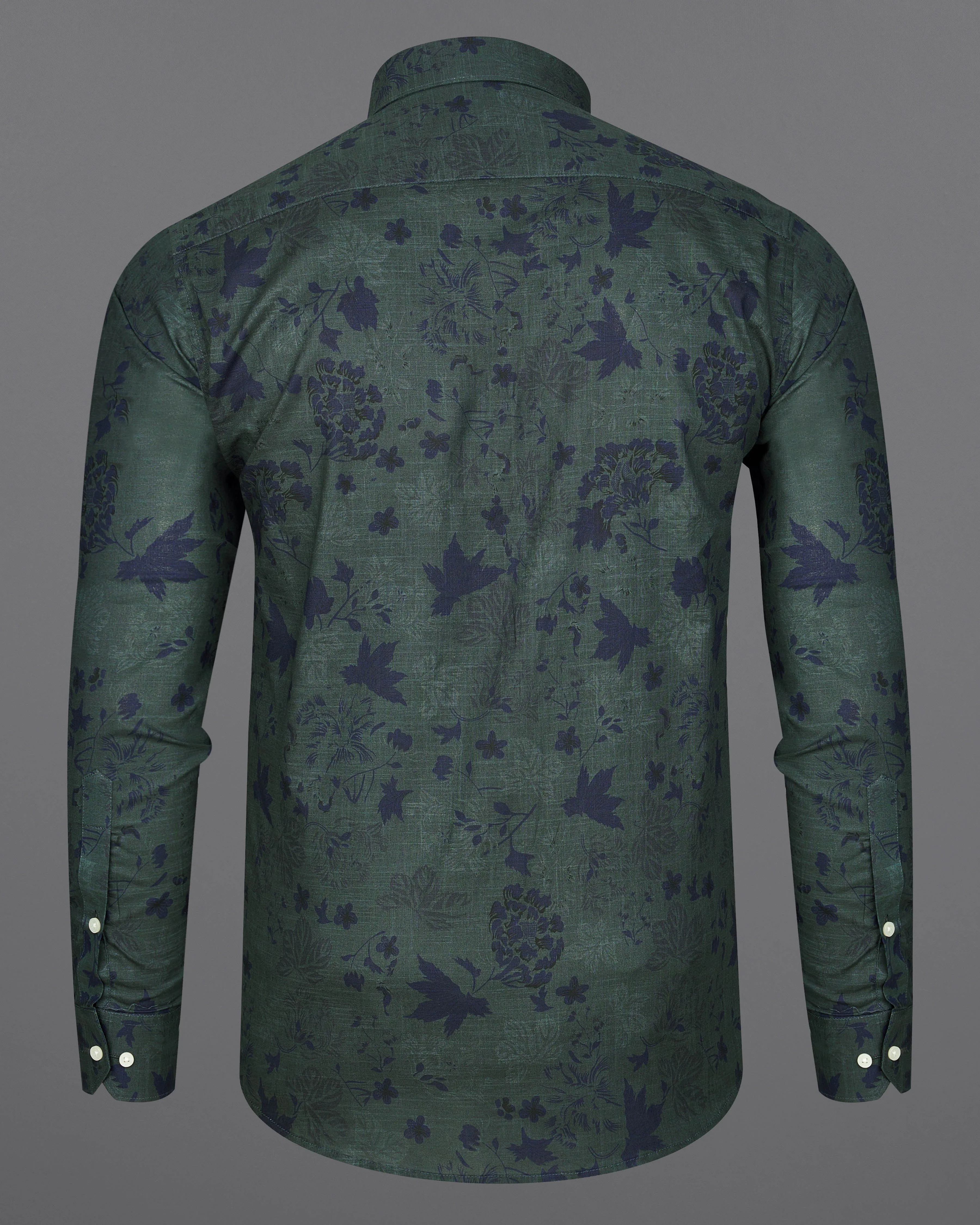 Iridium Green with Ebony Blue Textured Denim Shirt