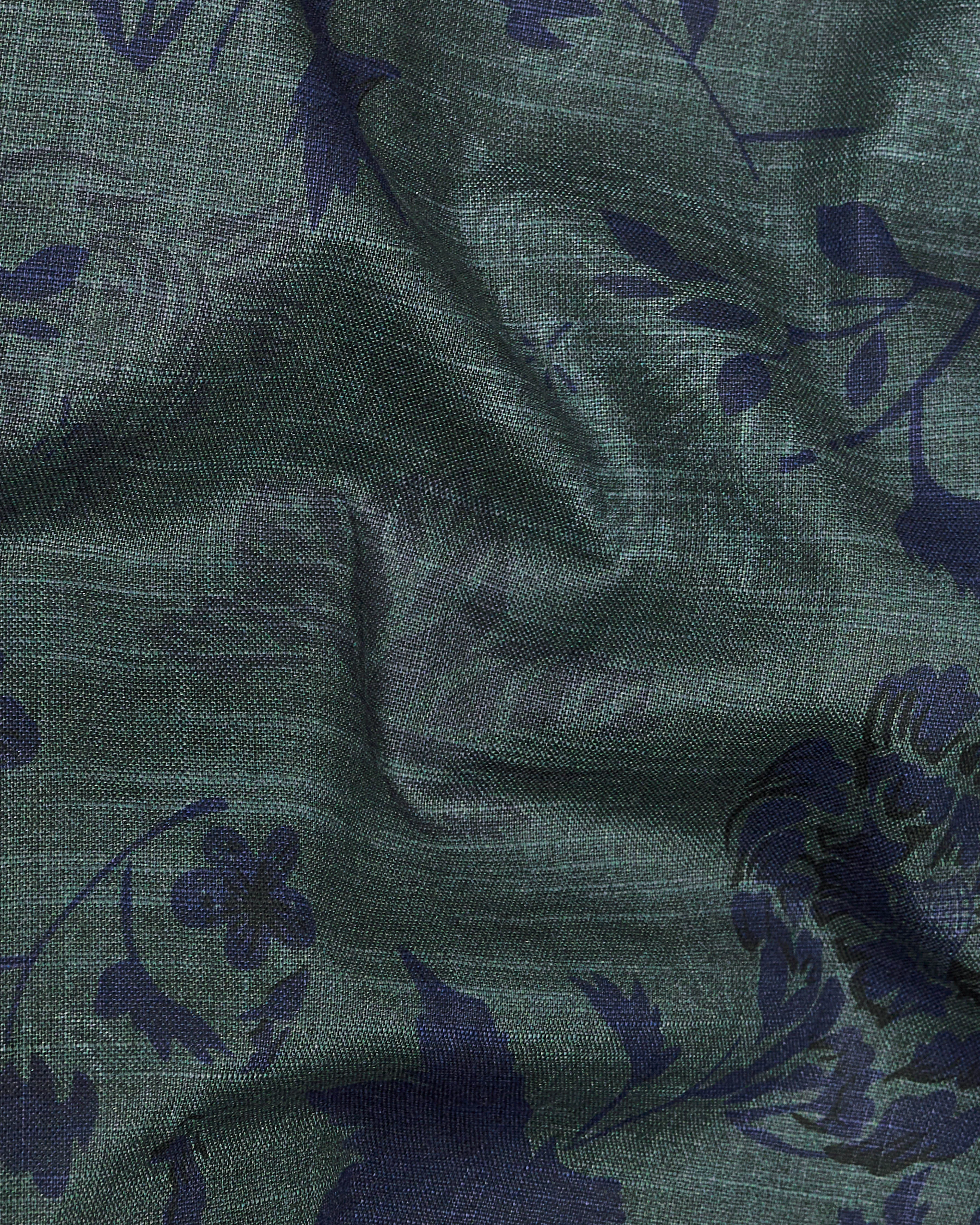 Iridium Green with Ebony Blue Textured Denim Shirt