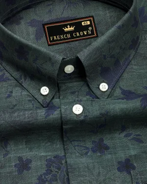 Iridium Green with Ebony Blue Textured Denim Shirt