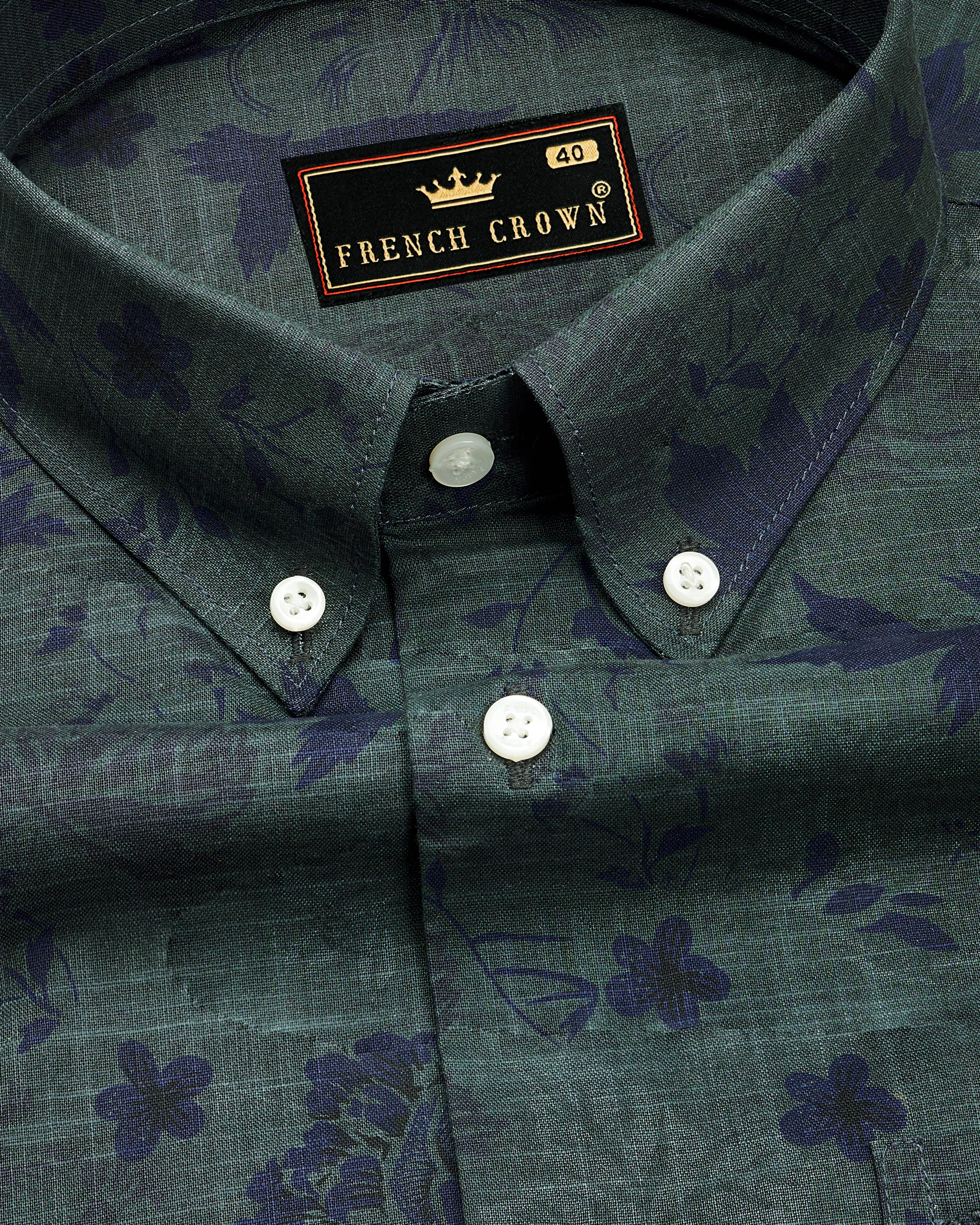 Iridium Green with Ebony Blue Textured Denim Shirt