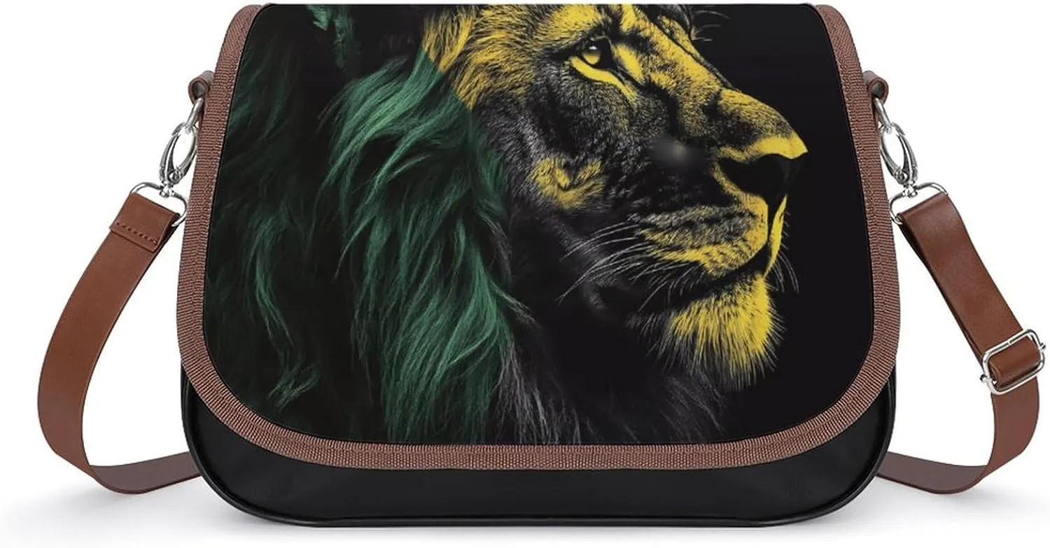 Jamaican Flag And Lion Crossbody Bags for Women Leather Tote Bag Handbag Purse for Work Travel