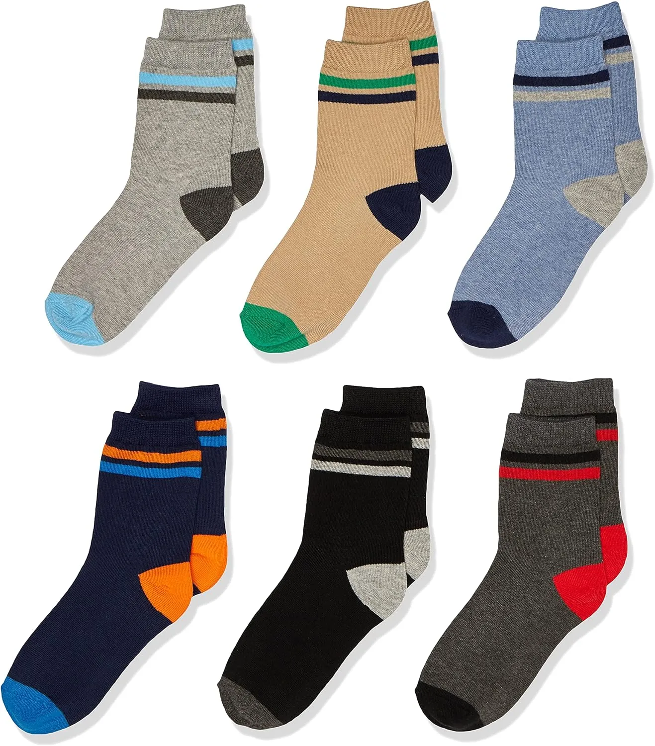 Jefferies Socks Boys' Multi Stripe Crew Socks 6 Pack