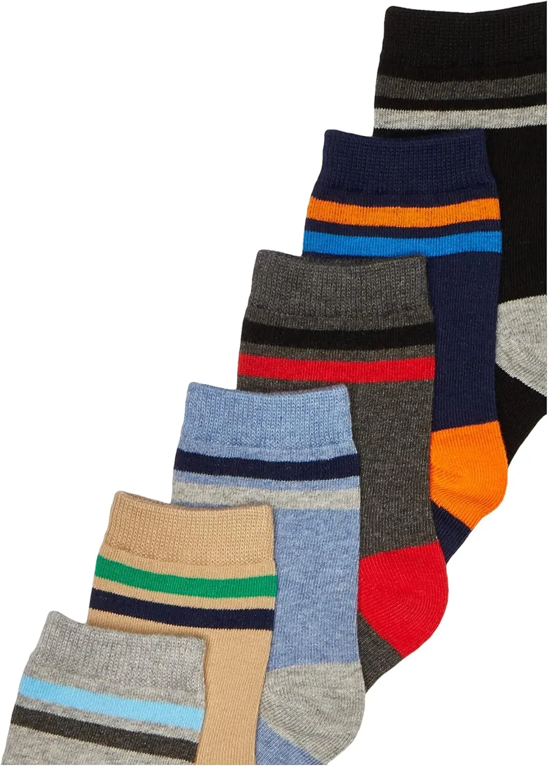 Jefferies Socks Boys' Multi Stripe Crew Socks 6 Pack