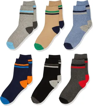 Jefferies Socks Boys' Multi Stripe Crew Socks 6 Pack