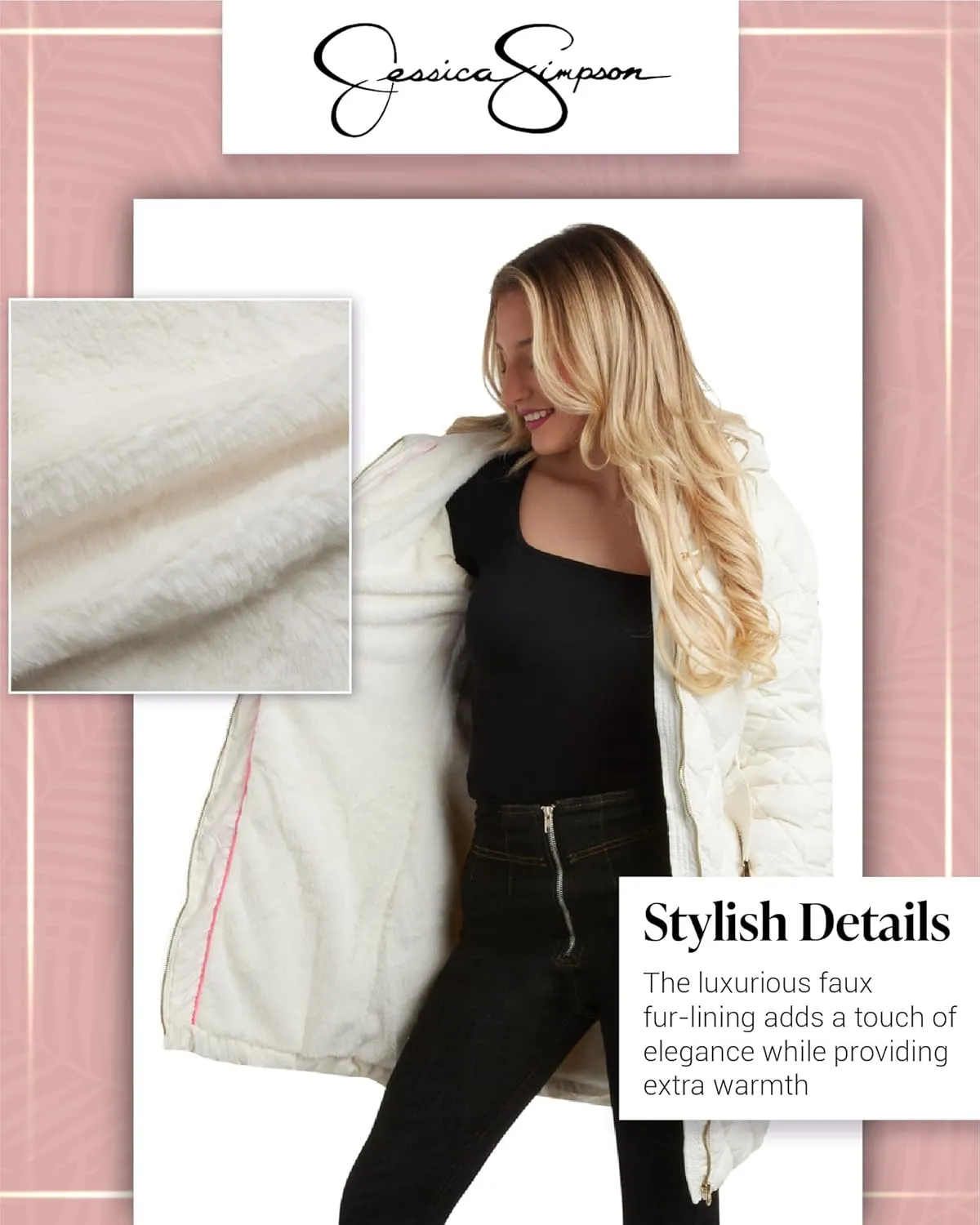 Jessica Simpson Women's Long Puffer Coat - Belted Faux Fur Lined Hooded Winter Coat - Quilted Puffer Jackets for Women (S-XL)