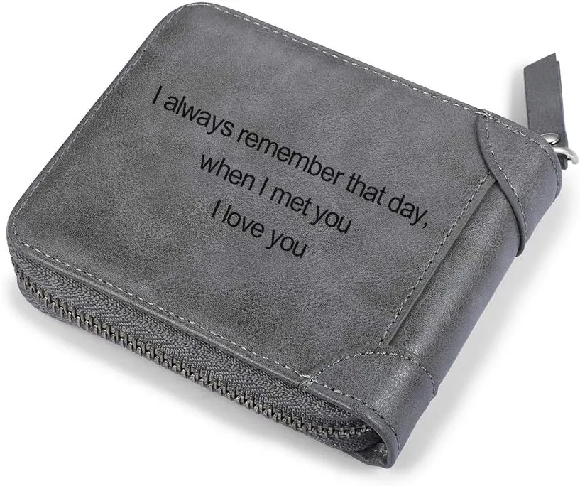 JewelOra Personalized Photo Wallet, Custom Photo Wallets for Men, Men's Zipper Wallet Customized Wallet for Father,Dad,Son,Boyfriend(Zipper 2)