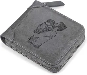 JewelOra Personalized Photo Wallet, Custom Photo Wallets for Men, Men's Zipper Wallet Customized Wallet for Father,Dad,Son,Boyfriend(Zipper 2)
