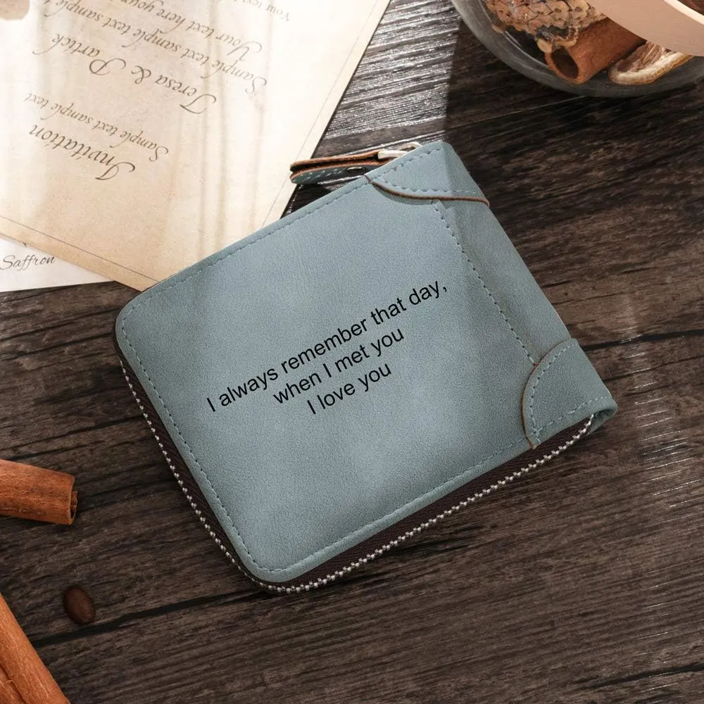 JewelOra Personalized Photo Wallet, Custom Photo Wallets for Men, Men's Zipper Wallet Customized Wallet for Father,Dad,Son,Boyfriend(Zipper 6)