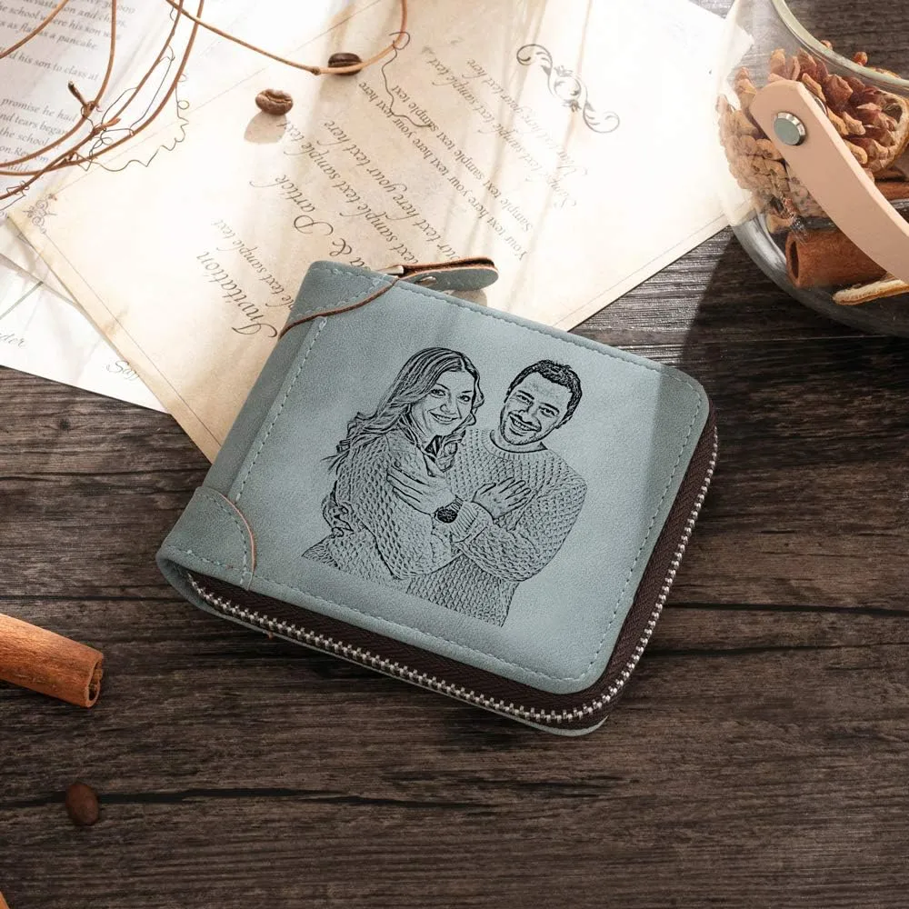 JewelOra Personalized Photo Wallet, Custom Photo Wallets for Men, Men's Zipper Wallet Customized Wallet for Father,Dad,Son,Boyfriend(Zipper 6)