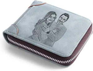 JewelOra Personalized Photo Wallet, Custom Photo Wallets for Men, Men's Zipper Wallet Customized Wallet for Father,Dad,Son,Boyfriend(Zipper 6)